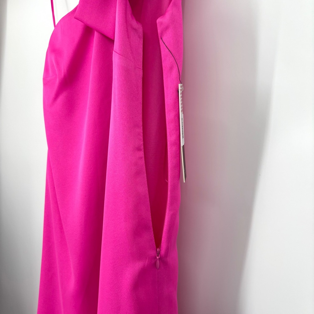 NWT Nicole Miller Hot Pink One Shoulder Bow Mini Dress Sz‎ 2 Cocktail Prom Hoco - Picture 5 of 12
